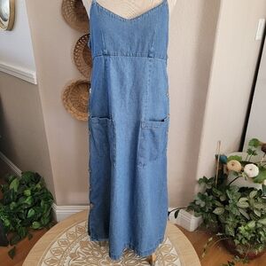 Kalifornia 90s Y2K Vintage Blue Denim Maxi Dress Sz 11/12